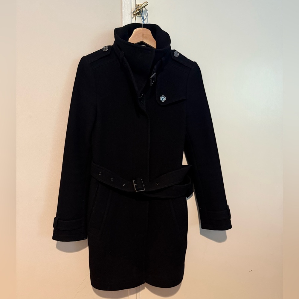 Burberry Britt Black Belted Wool Trench Coat - Picture 6 of 10